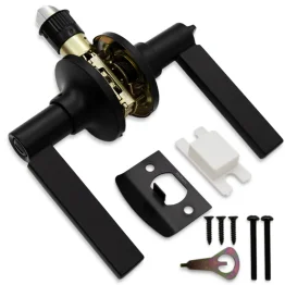 Straight Bar Privacy Door Handle with 25mm Tubular Latch - Matt Black